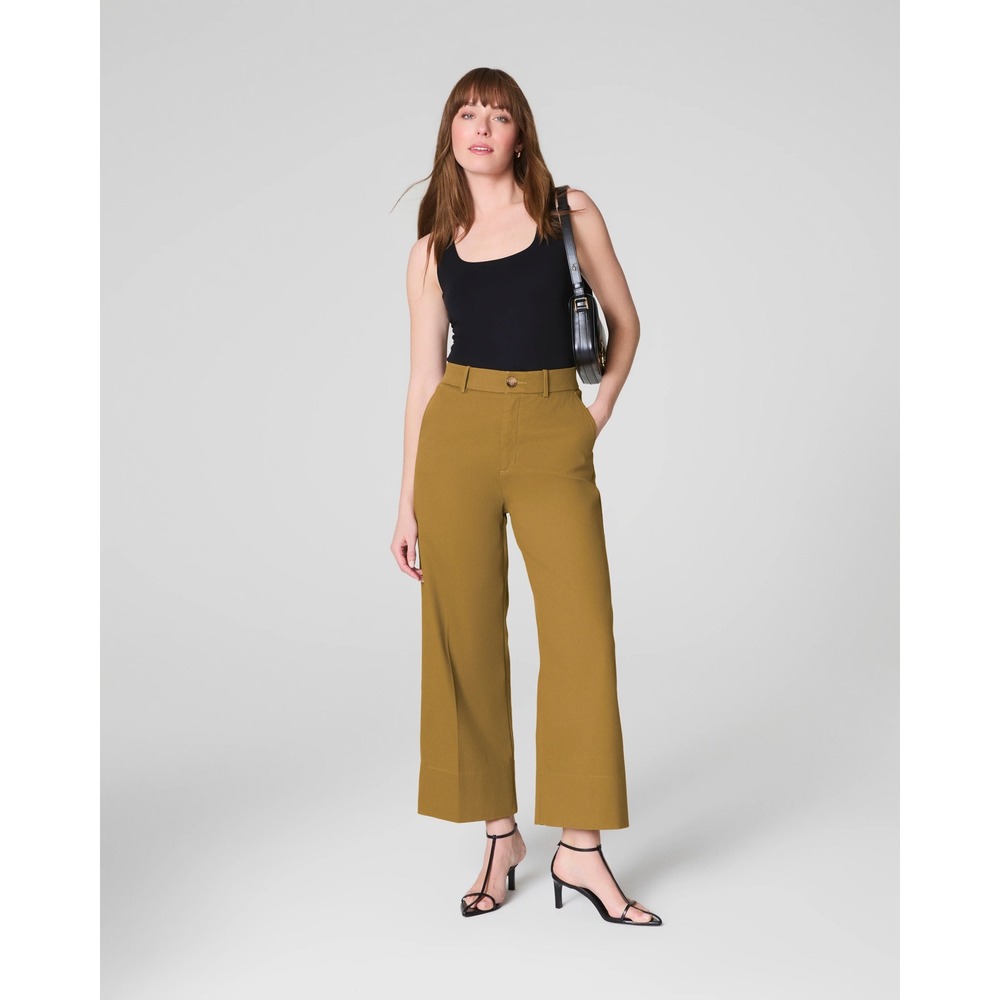 SPANX Supersmooth Stretch Twill Cropped Wide Leg Pants Camel XS NWT